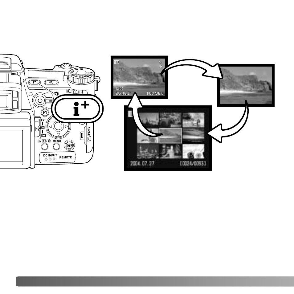 Changing the quick view & playback display | Konica Minolta DiMAGE A2 User Manual | Page 42 / 180