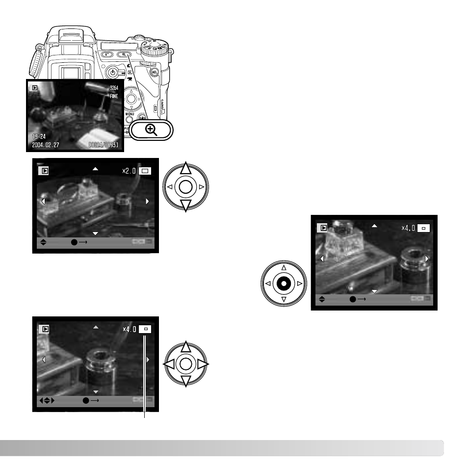 Enlarged playback | Konica Minolta DiMAGE A2 User Manual | Page 43 / 180