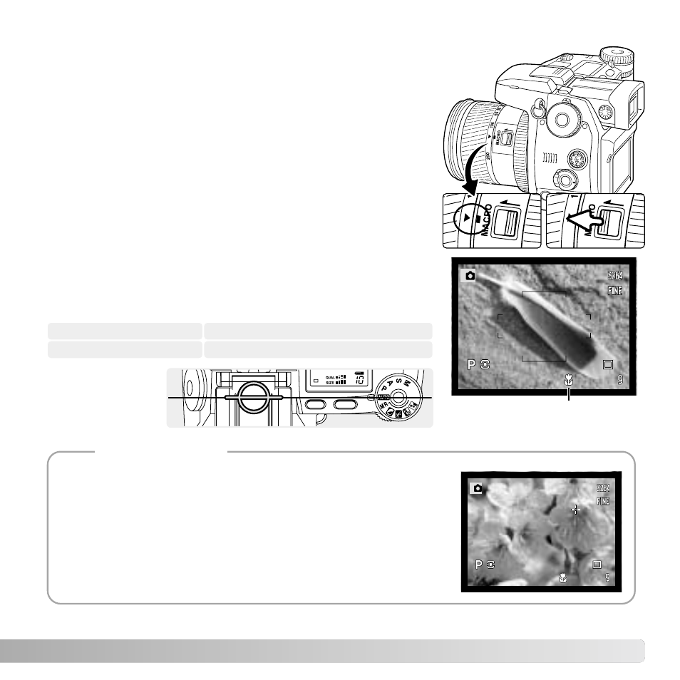 Shooting tips, Macro mode | Konica Minolta DiMAGE A2 User Manual | Page 49 / 180