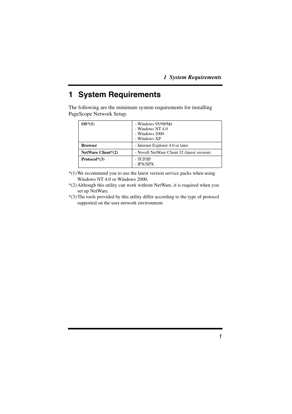 1 system requirements | Konica Minolta PageScope User Manual | Page 6 / 47