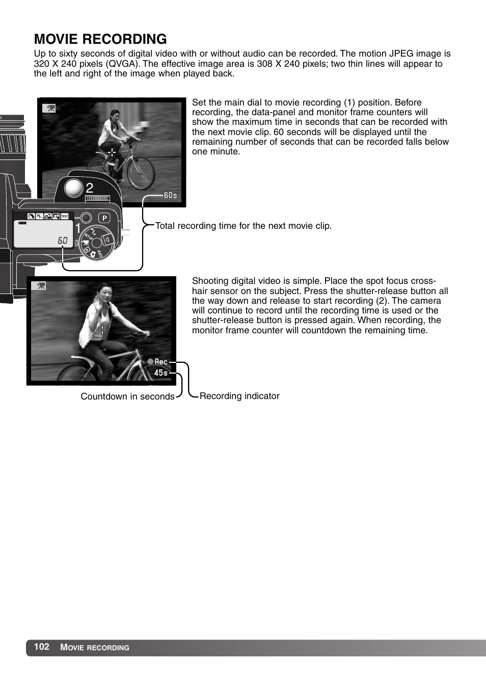 Movie recording | Konica Minolta MM-A208 User Manual | Page 102 / 156