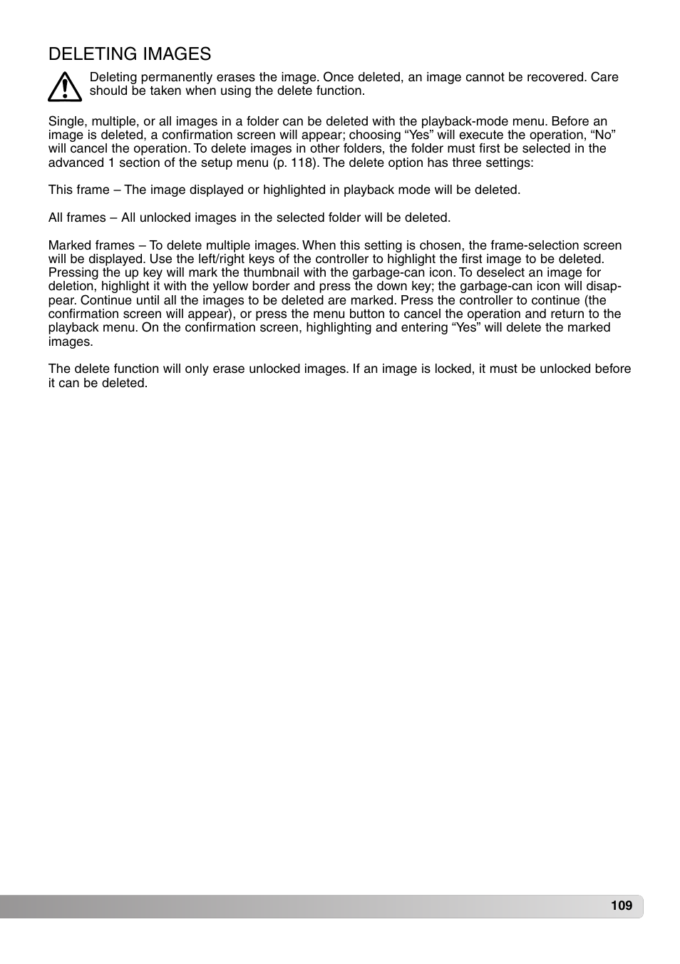 Deleting images | Konica Minolta MM-A208 User Manual | Page 109 / 156