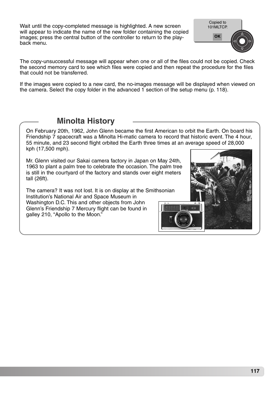 Minolta history | Konica Minolta MM-A208 User Manual | Page 117 / 156
