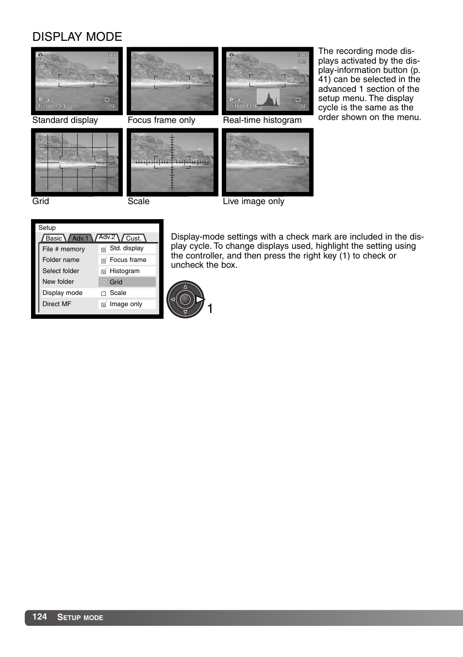 Display mode | Konica Minolta MM-A208 User Manual | Page 124 / 156