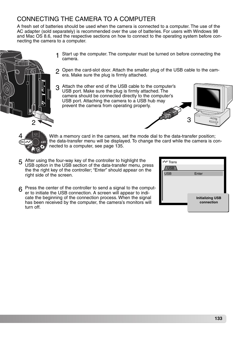 Connecting the camera to a computer | Konica Minolta MM-A208 User Manual | Page 133 / 156