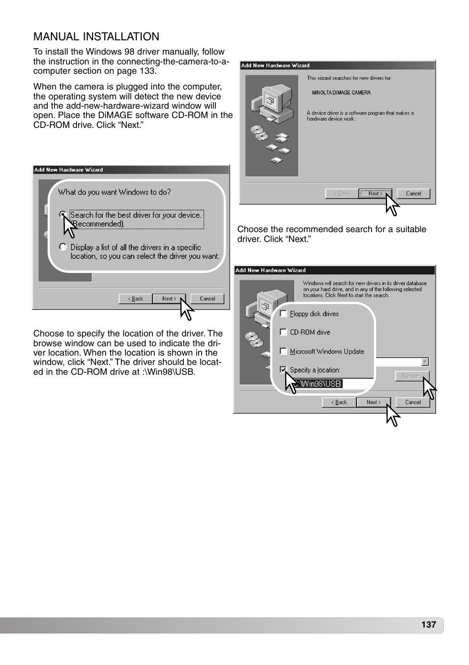 Manual installation | Konica Minolta MM-A208 User Manual | Page 137 / 156