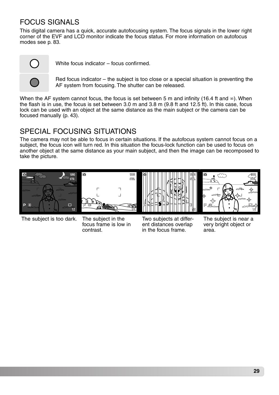 Focus signals special focusing situations | Konica Minolta MM-A208 User Manual | Page 29 / 156