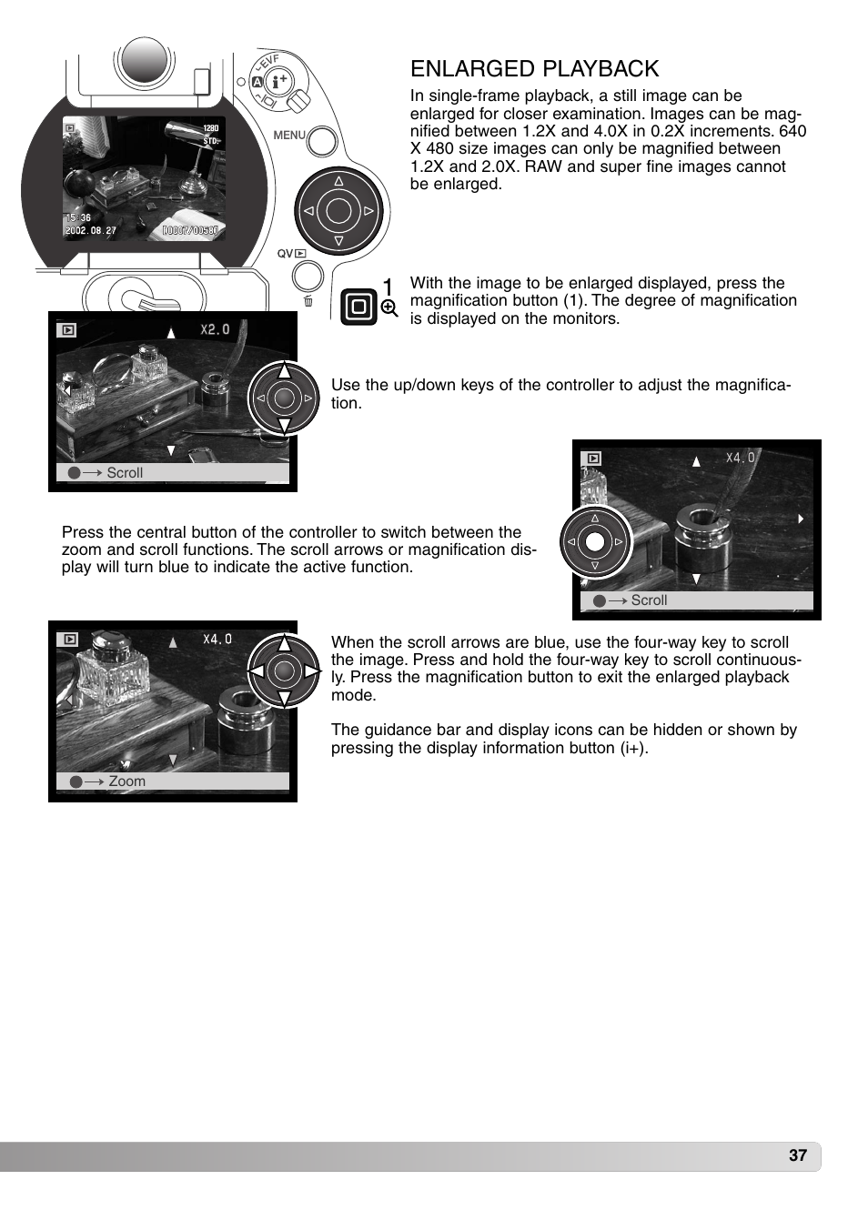 Enlarged playback | Konica Minolta MM-A208 User Manual | Page 37 / 156