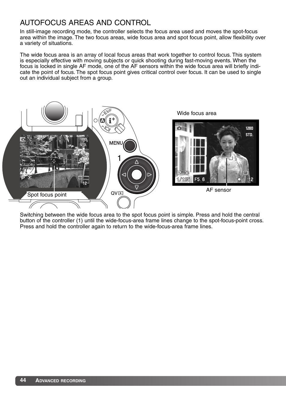 Autofocus areas and control | Konica Minolta MM-A208 User Manual | Page 44 / 156