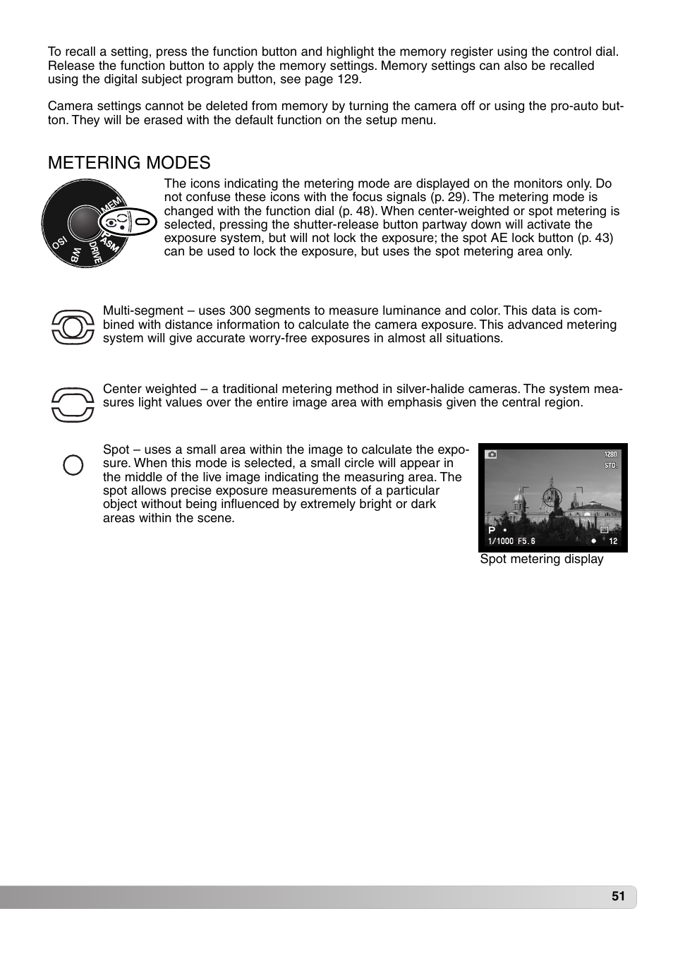 Metering modes | Konica Minolta MM-A208 User Manual | Page 51 / 156