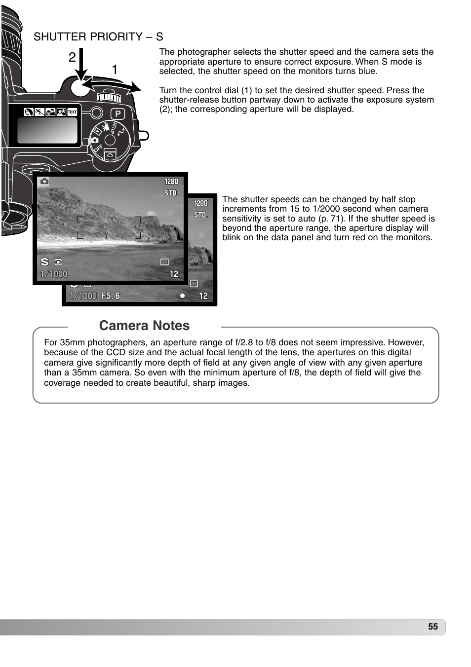 Shutter priority – s | Konica Minolta MM-A208 User Manual | Page 55 / 156