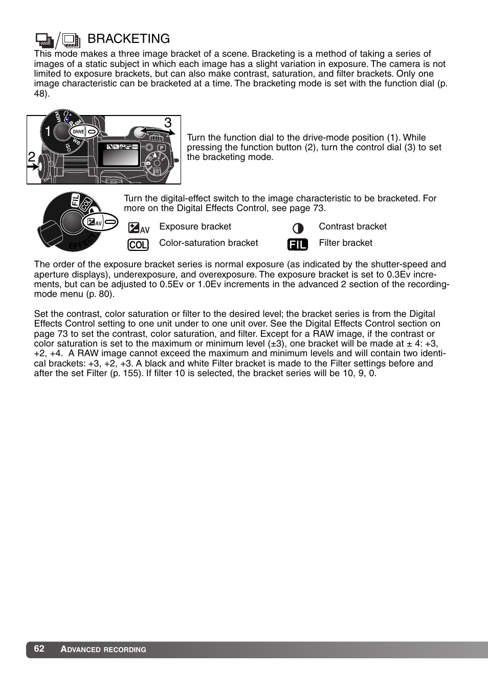 Bracketing | Konica Minolta MM-A208 User Manual | Page 62 / 156