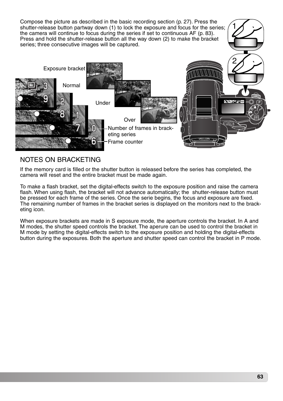 Notes on bracketing | Konica Minolta MM-A208 User Manual | Page 63 / 156