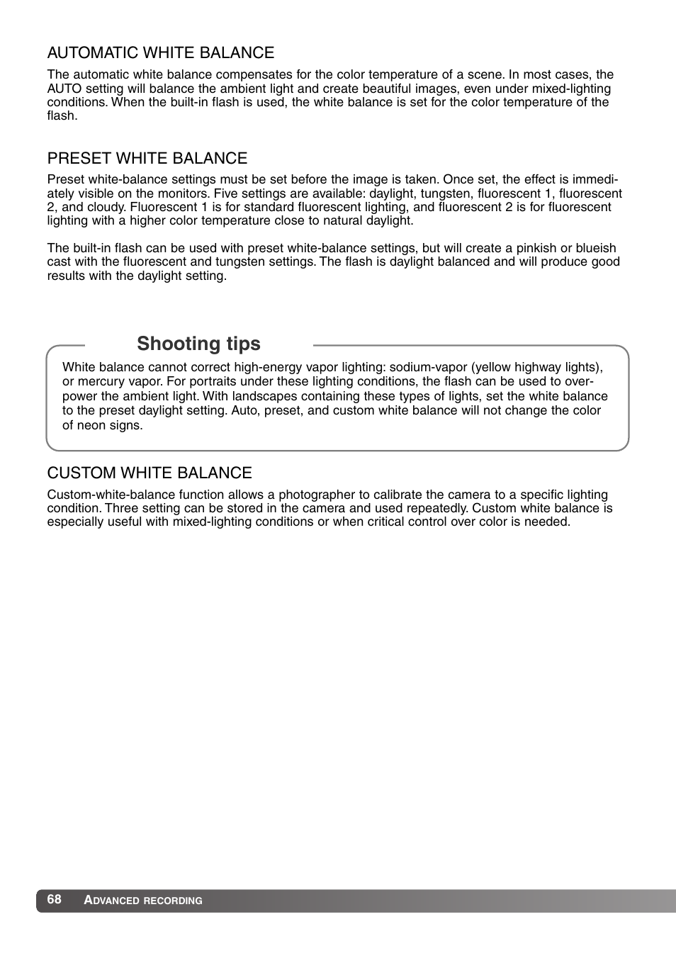 Shooting tips | Konica Minolta MM-A208 User Manual | Page 68 / 156