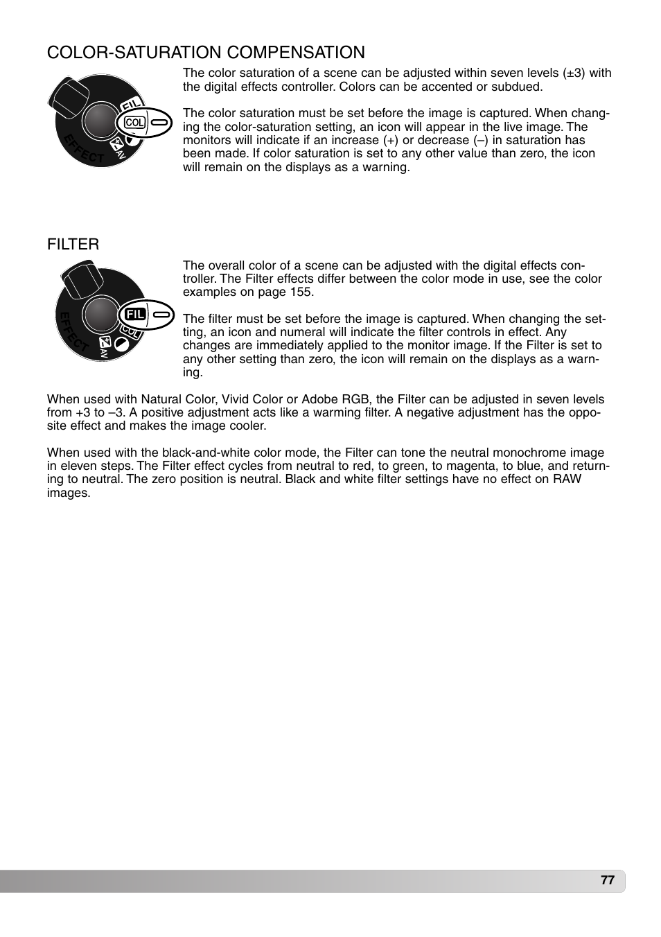 Color-saturation compensation filter, Color-saturation compensation | Konica Minolta MM-A208 User Manual | Page 77 / 156