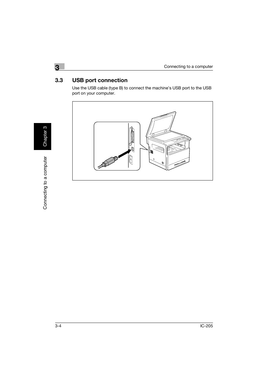 3 usb port connection, Usb port connection -4 | Konica Minolta Image Controller IC-205 User Manual | Page 27 / 106