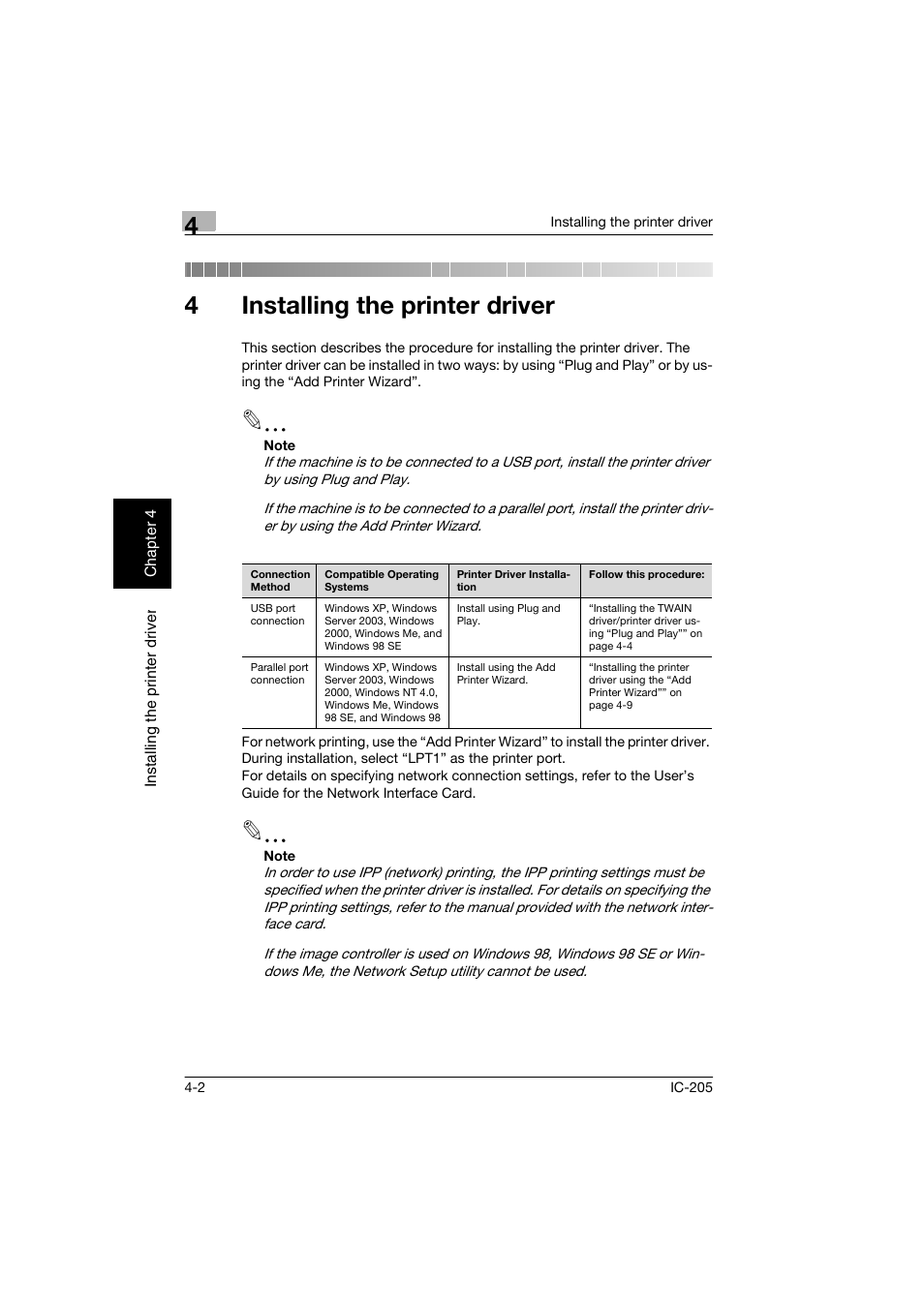 4 installing the printer driver, Installing the printer driver, 4installing the printer driver | Konica Minolta Image Controller IC-205 User Manual | Page 29 / 106