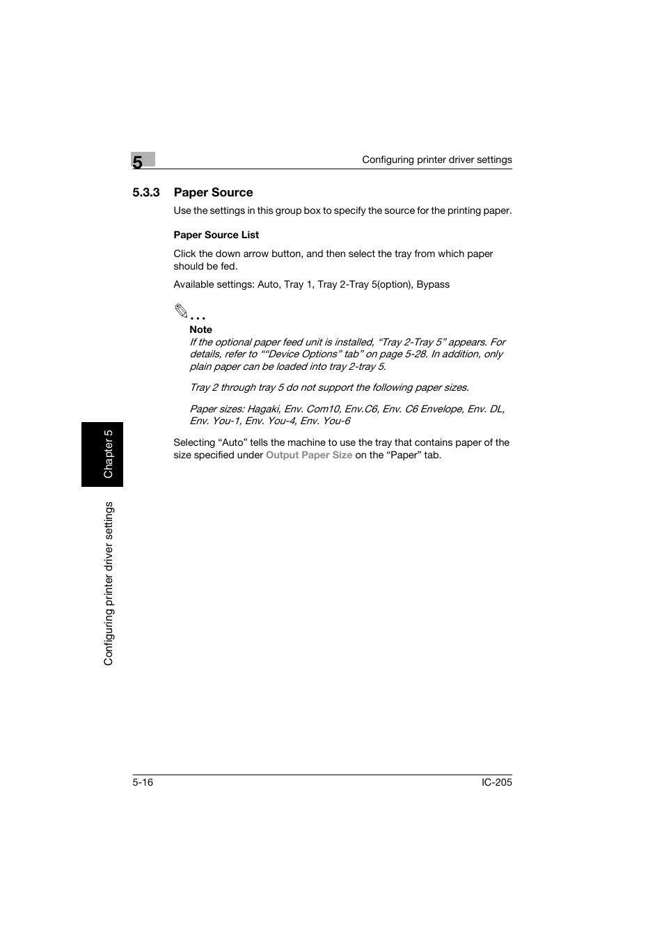 3 paper source, Paper source list, Paper source -16 paper source list -16 | Konica Minolta Image Controller IC-205 User Manual | Page 57 / 106
