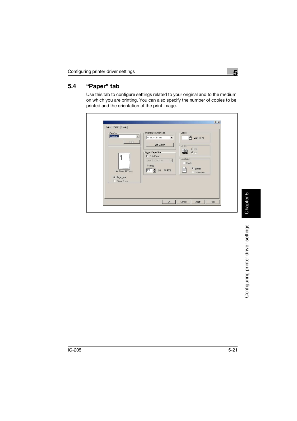 4 “paper” tab, Paper” tab -21 | Konica Minolta Image Controller IC-205 User Manual | Page 62 / 106