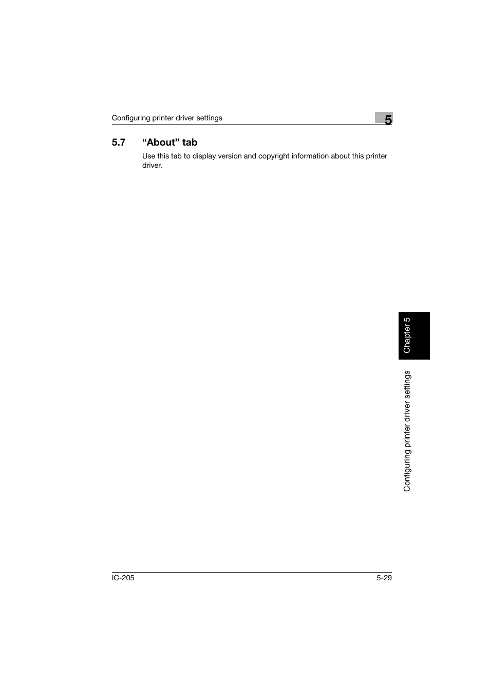 7 “about” tab, About” tab -29 | Konica Minolta Image Controller IC-205 User Manual | Page 70 / 106
