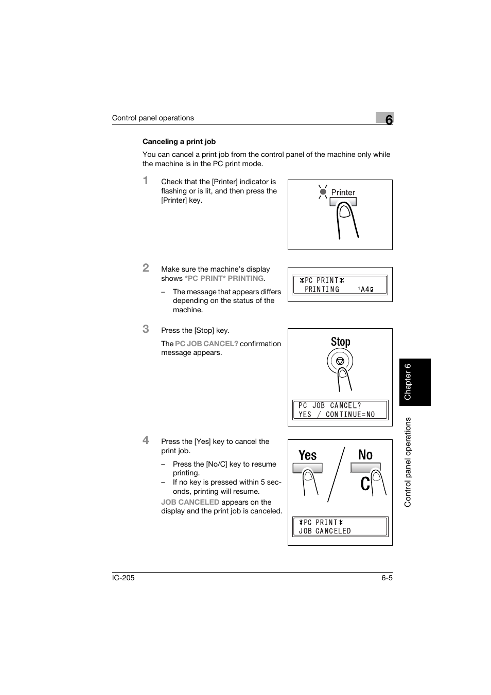 Canceling a print job, Canceling a print job -5 | Konica Minolta Image Controller IC-205 User Manual | Page 76 / 106