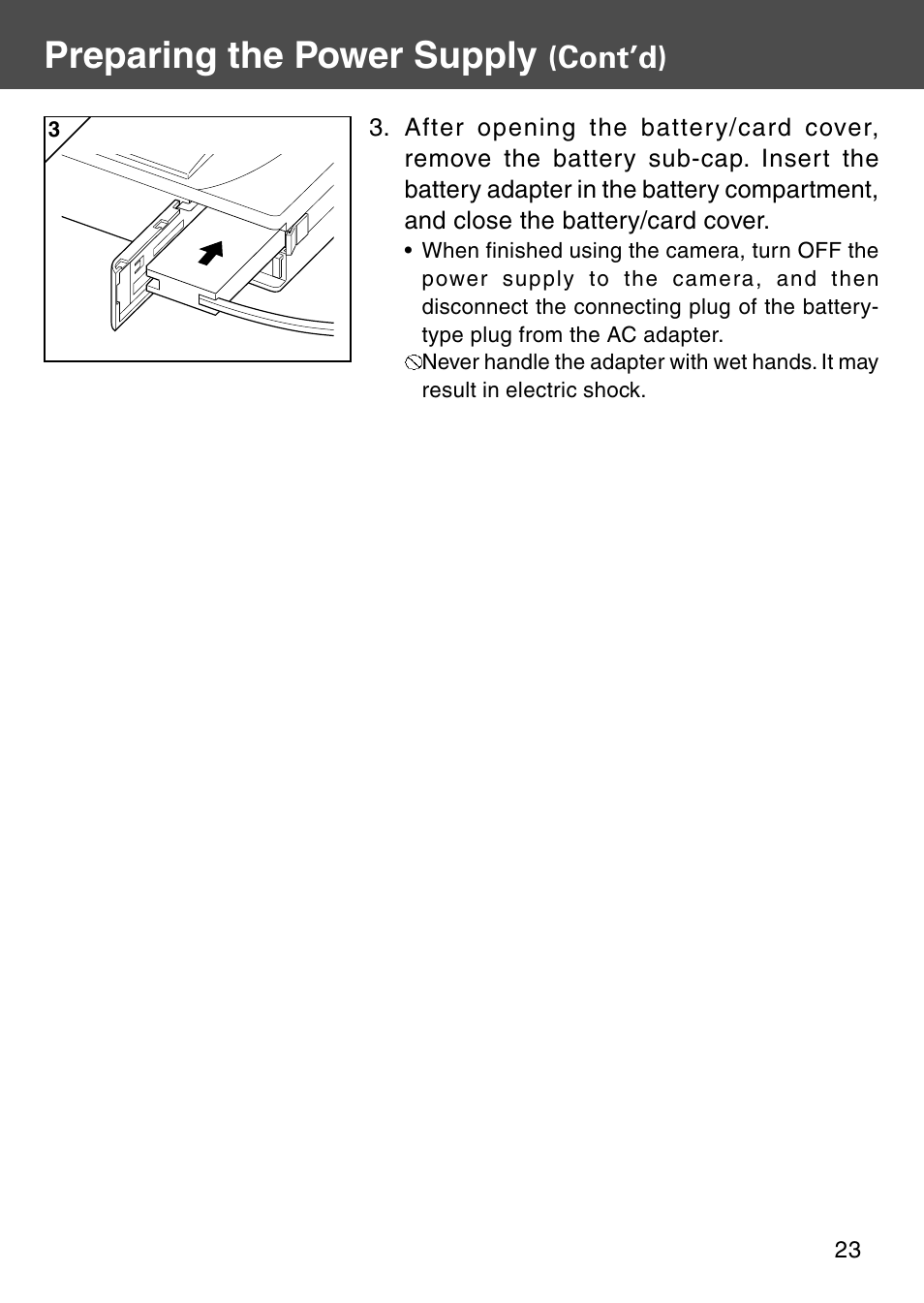 Preparing the power supply, Cont’d) | Konica Minolta REVIO KD-410Z User Manual | Page 23 / 125