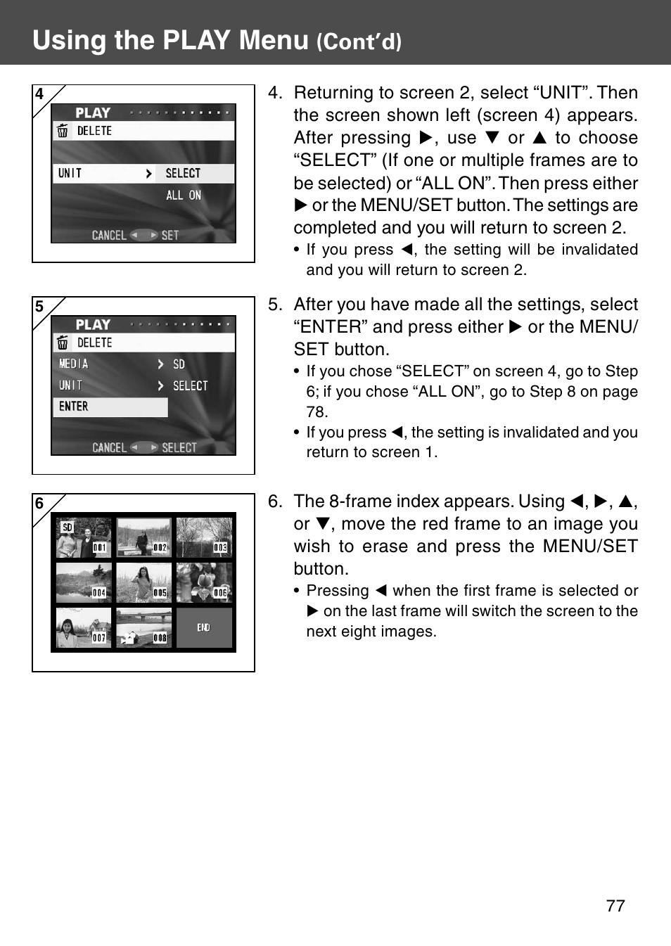 Using the play menu, Cont’d) | Konica Minolta REVIO KD-410Z User Manual | Page 77 / 125