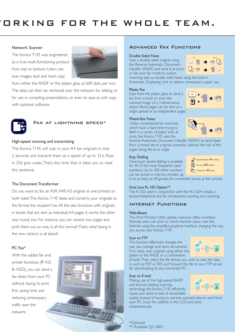 Fax at lightning speed, Advanced fax functions, Internet functions | Konica Minolta Internet Fax 7145 User Manual | Page 9 / 12