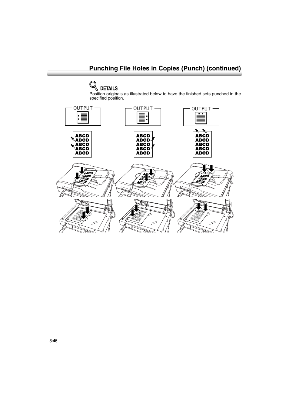 Punching file holes in copies (punch) (continued) | Konica Minolta 7222 User Manual | Page 108 / 328