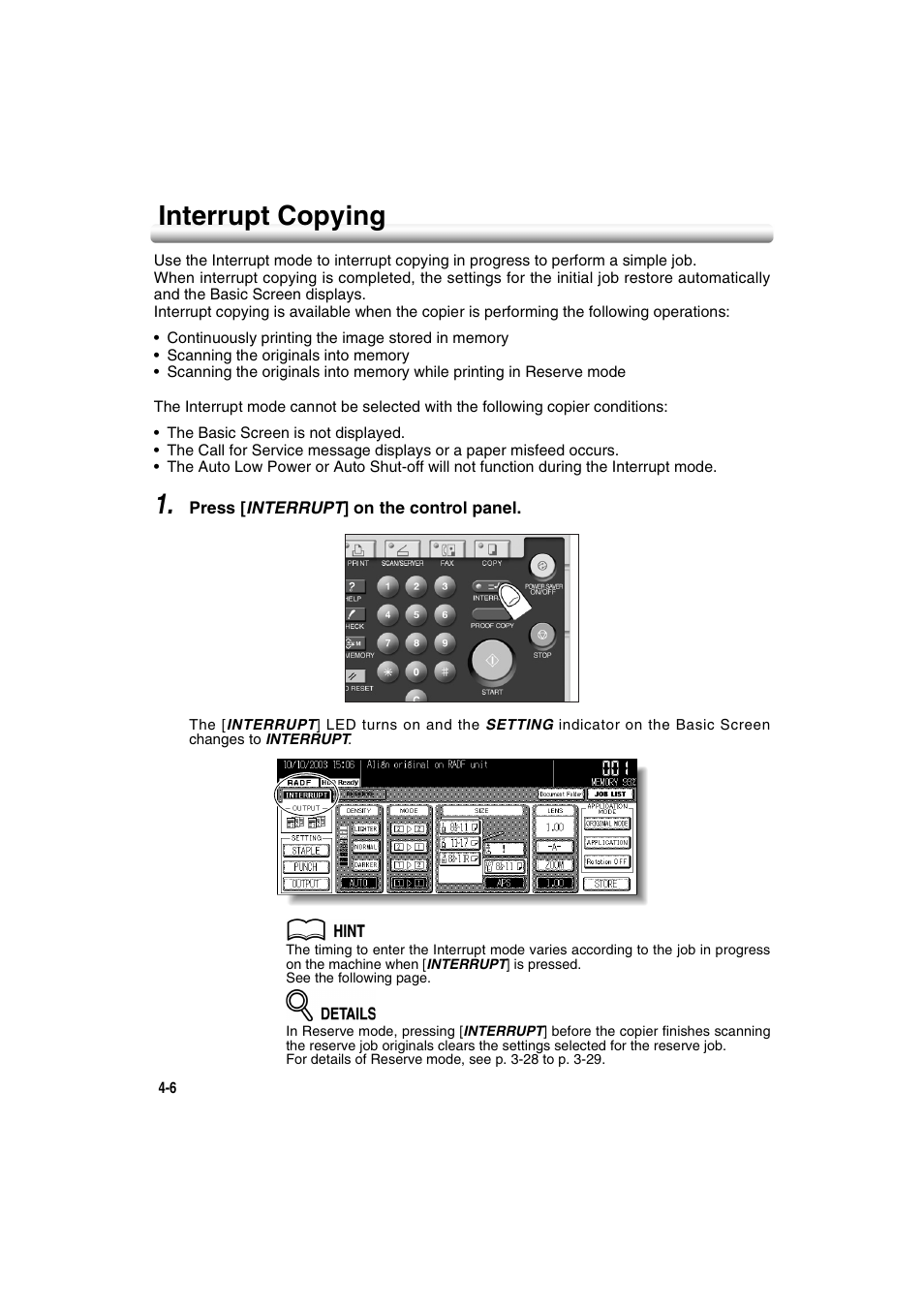 Interrupt copying, Interrupt copying -6 | Konica Minolta 7222 User Manual | Page 120 / 328