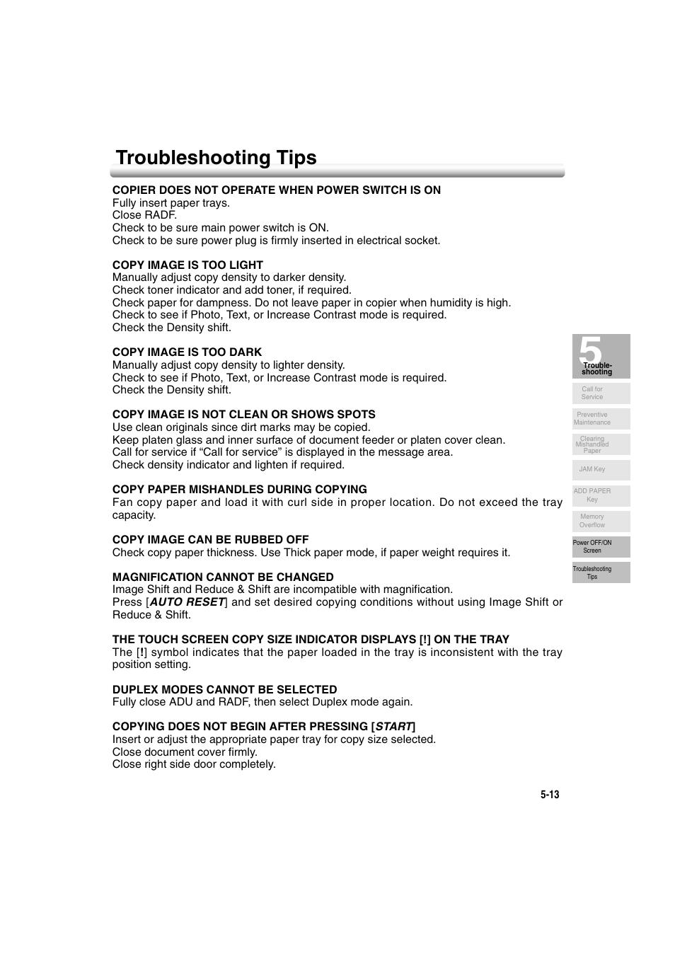 Troubleshooting tips, Troubleshooting tips -13 | Konica Minolta 7222 User Manual | Page 141 / 328