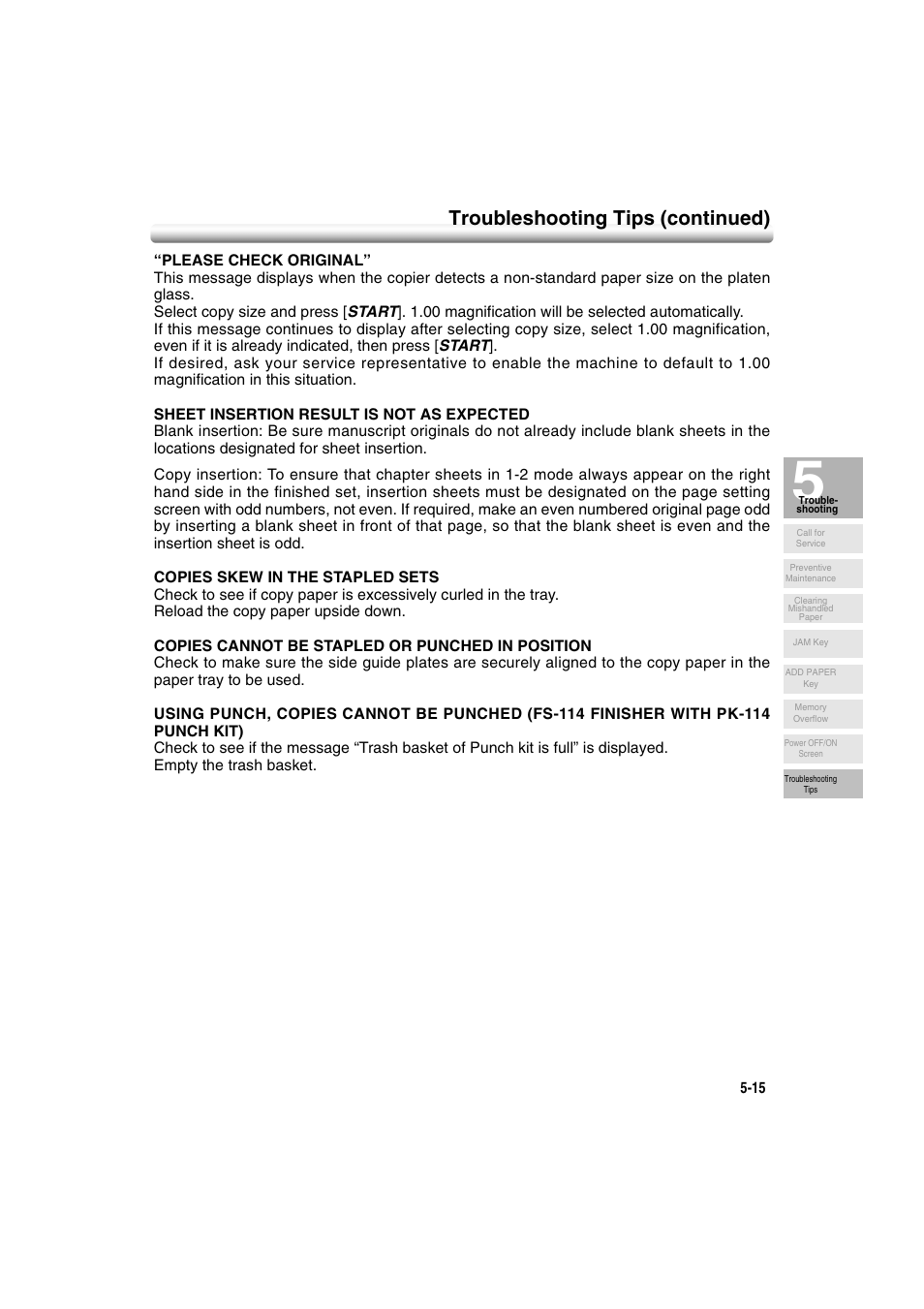 Troubleshooting tips (continued) | Konica Minolta 7222 User Manual | Page 143 / 328