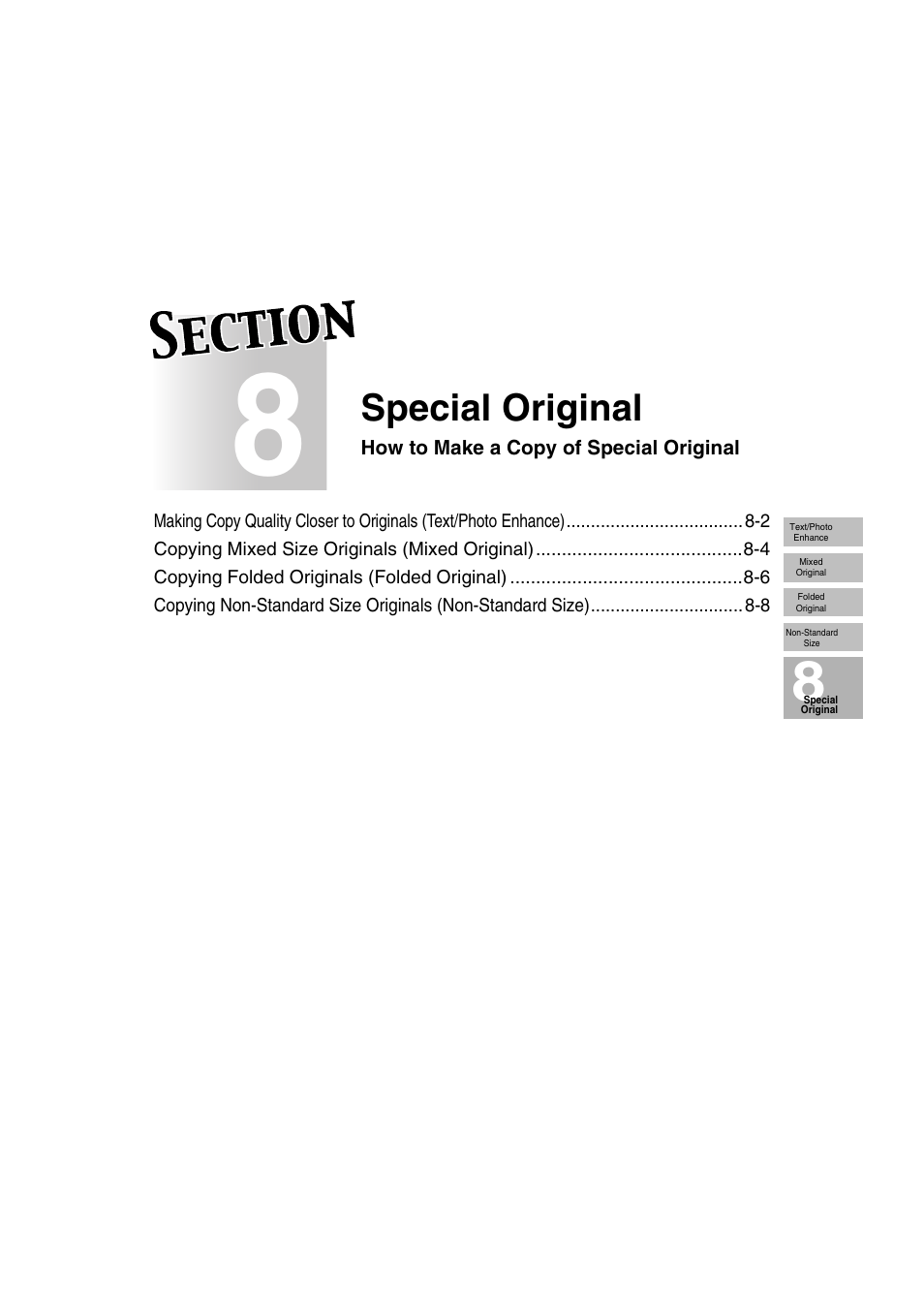 Section 8: special original | Konica Minolta 7222 User Manual | Page 163 / 328