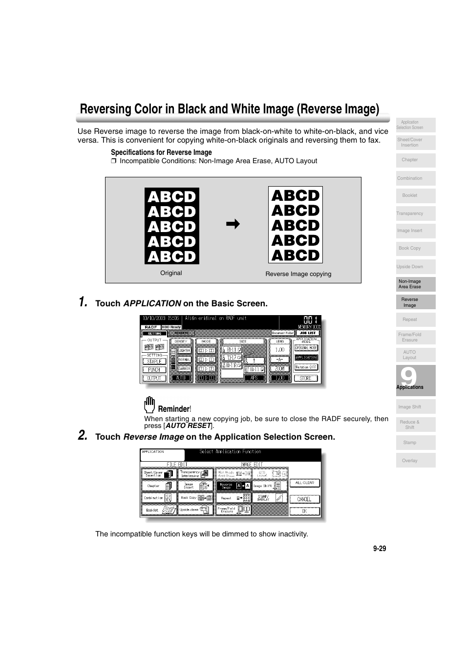 Touch application on the basic screen | Konica Minolta 7222 User Manual | Page 199 / 328