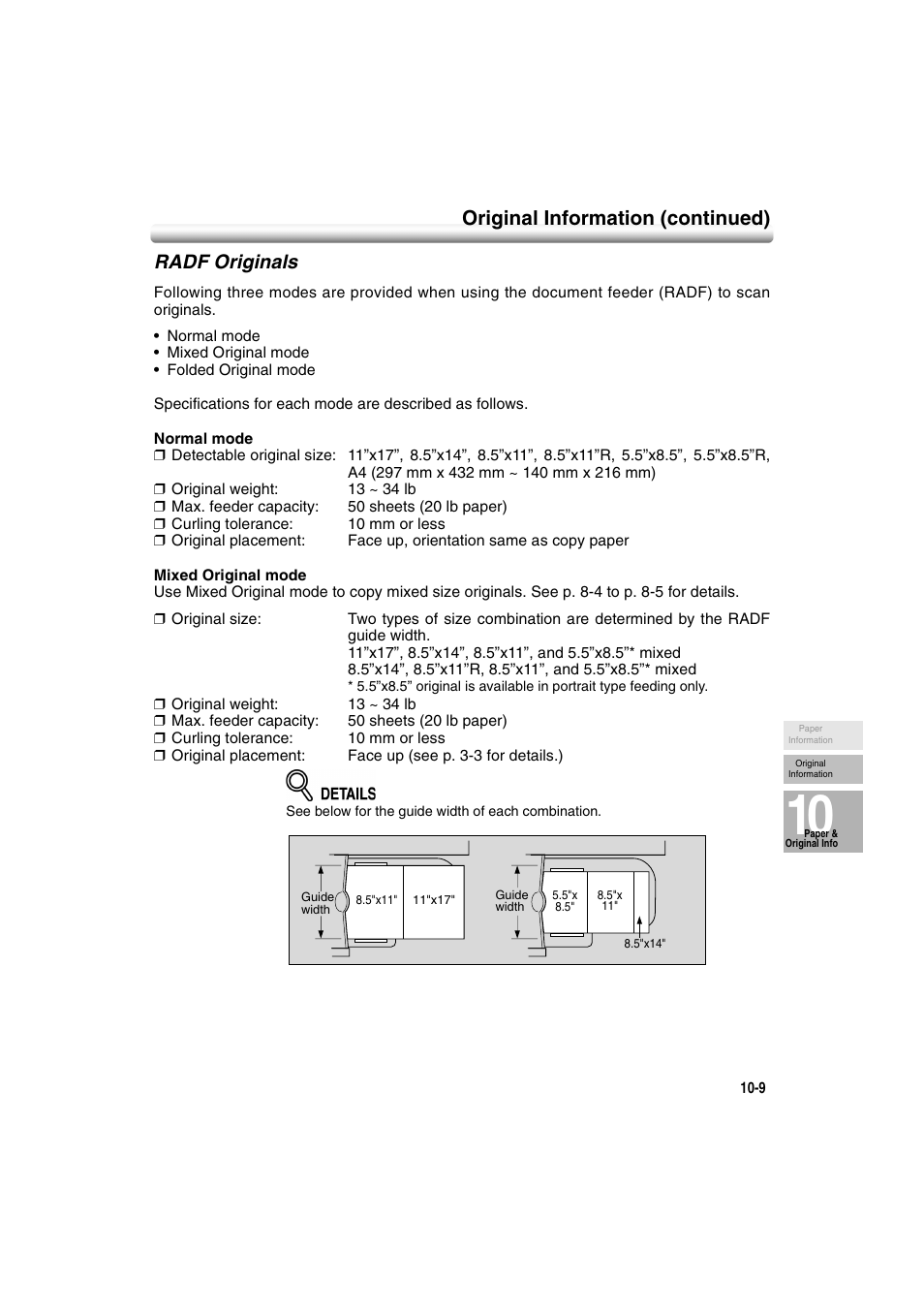 Radf originals, Radf originals -9, Original information (continued) | Konica Minolta 7222 User Manual | Page 231 / 328