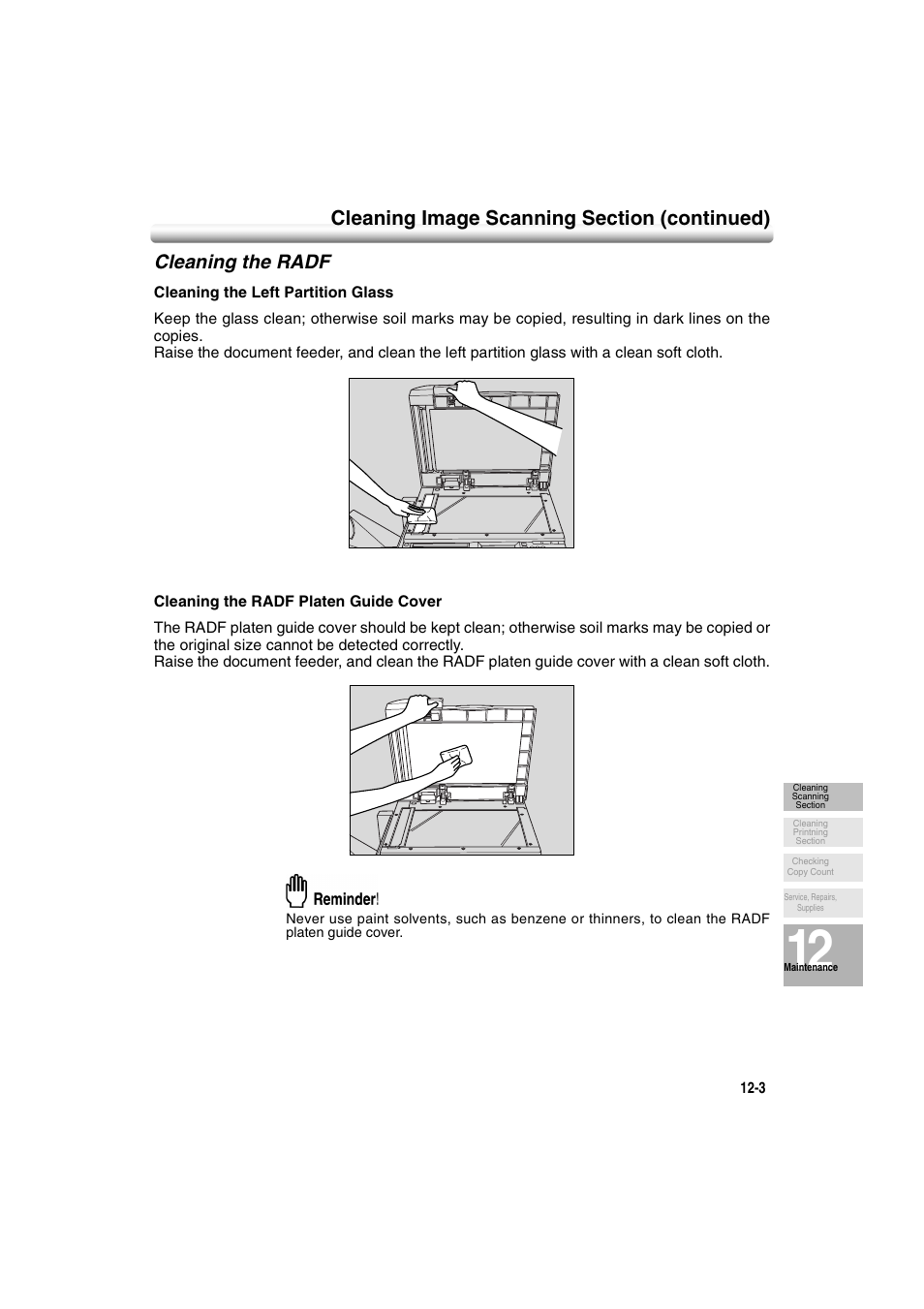 Cleaning the radf, Cleaning the radf -3 | Konica Minolta 7222 User Manual | Page 257 / 328