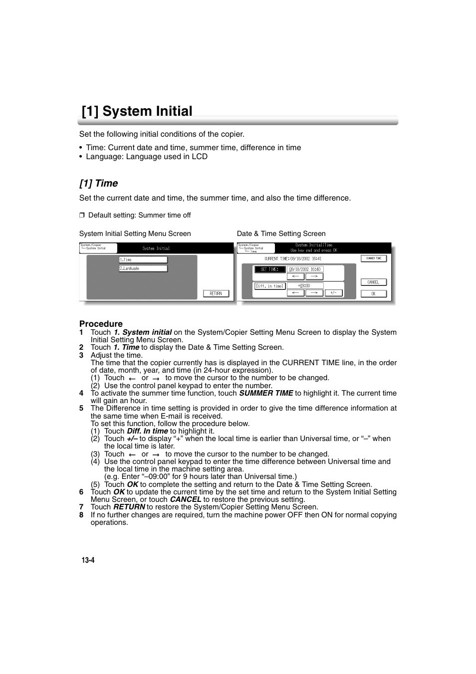 1] system initial, 1] time, 1] system initial -4 | 1] time -4 | Konica Minolta 7222 User Manual | Page 268 / 328