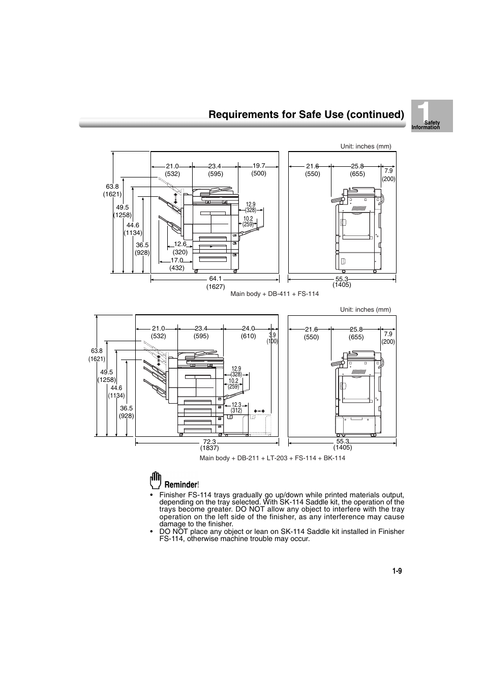 Requirements for safe use (continued) | Konica Minolta 7222 User Manual | Page 27 / 328