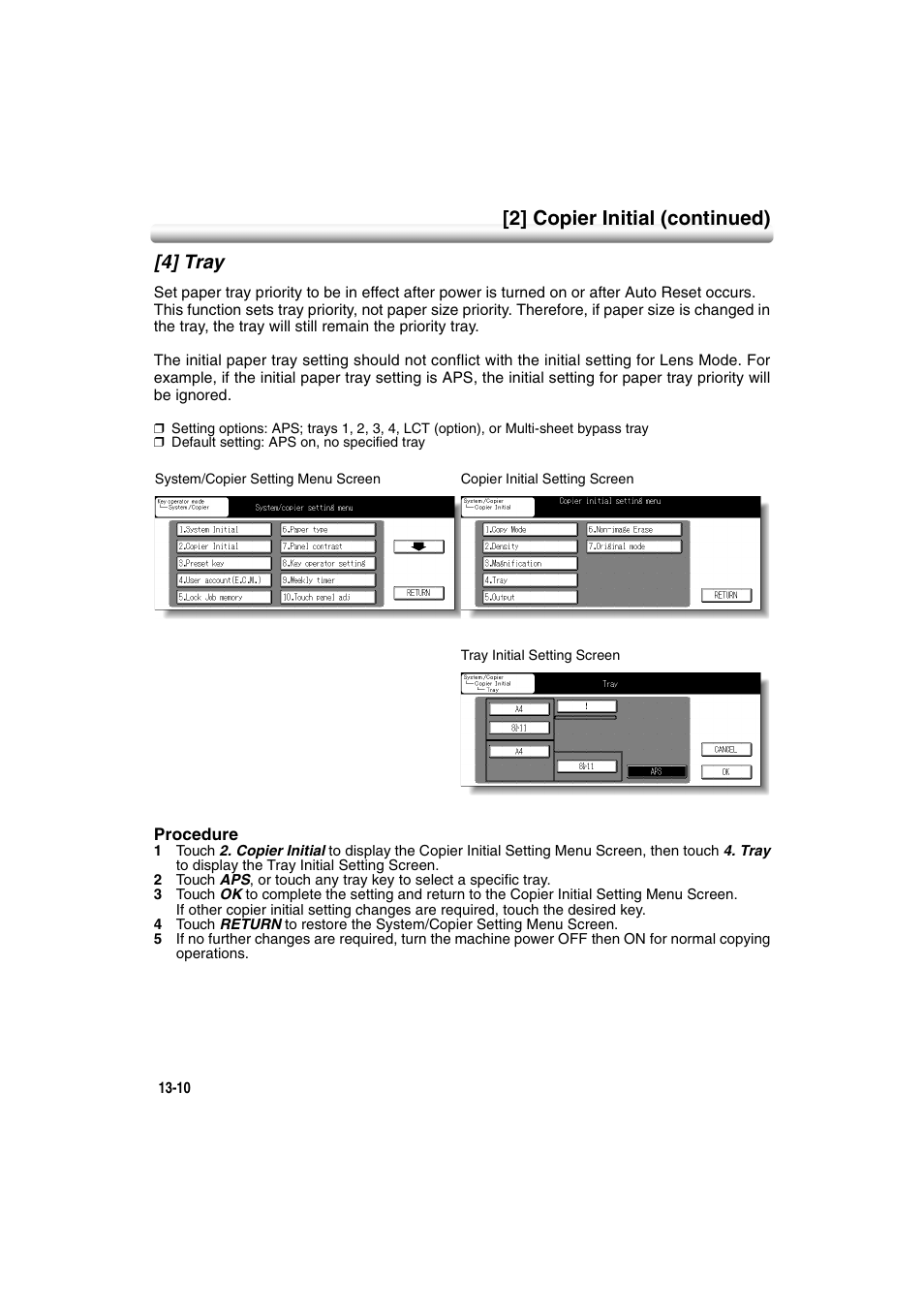 4] tray, 4] tray -10, 2] copier initial (continued) | Konica Minolta 7222 User Manual | Page 274 / 328