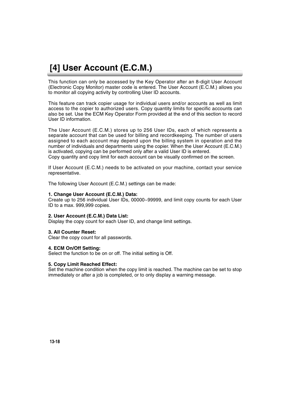 4] user account (e.c.m.), 4] user account (e.c.m.) -18 | Konica Minolta 7222 User Manual | Page 282 / 328