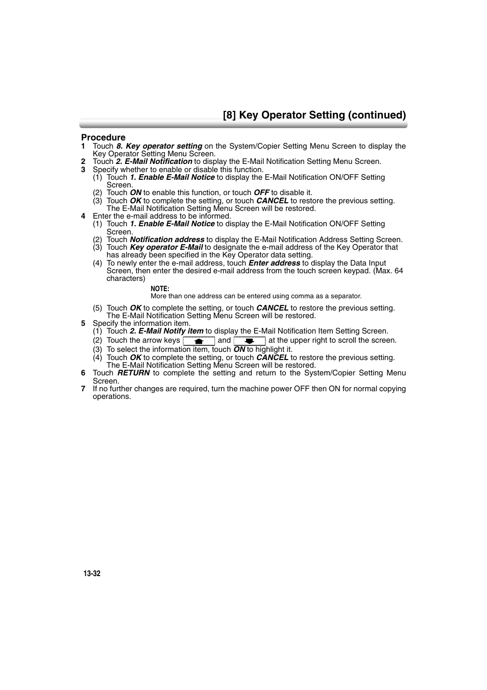 8] key operator setting (continued) | Konica Minolta 7222 User Manual | Page 296 / 328