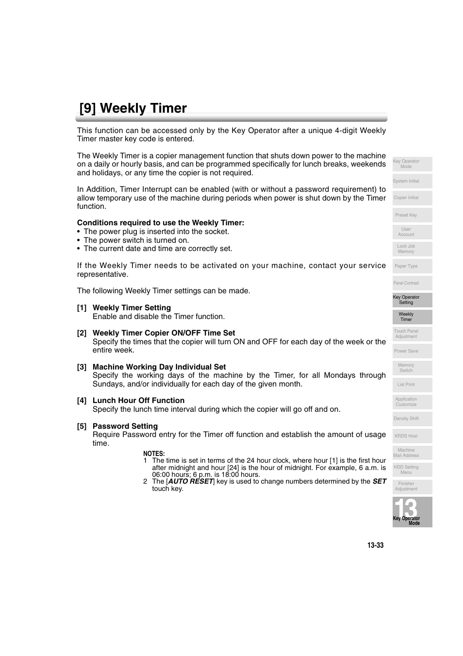 9] weekly timer, 9] weekly timer -33 | Konica Minolta 7222 User Manual | Page 297 / 328