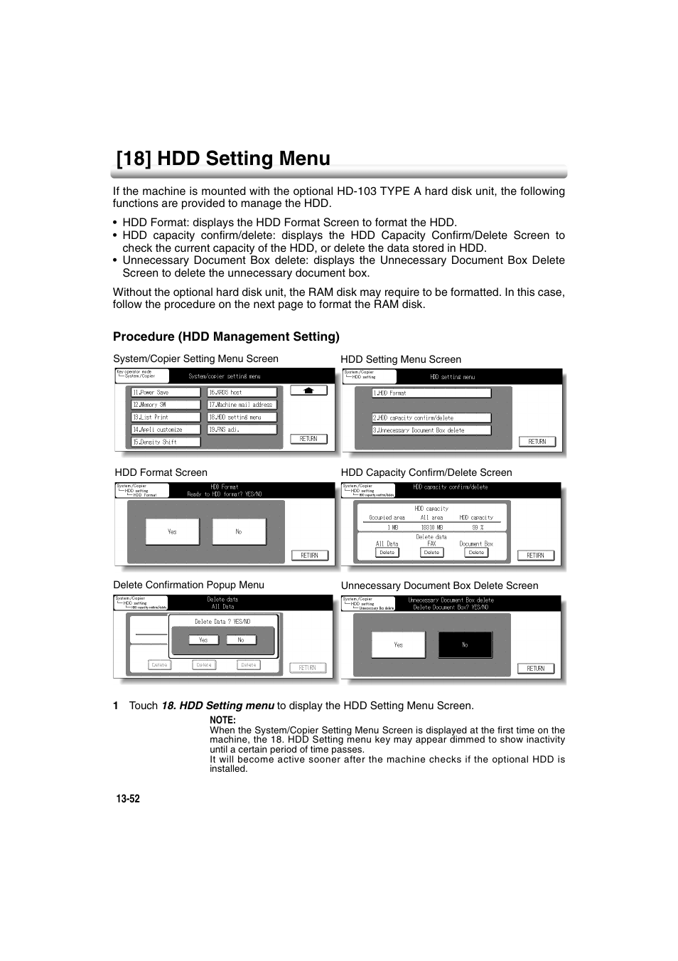 18] hdd setting menu, 18] hdd setting menu -52 | Konica Minolta 7222 User Manual | Page 316 / 328