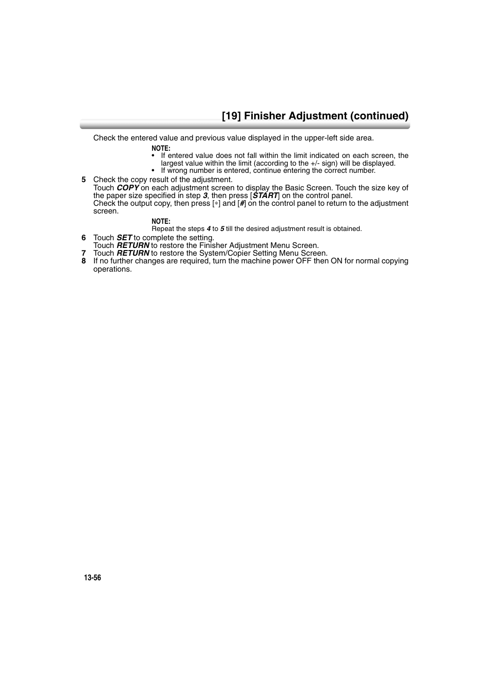 19] finisher adjustment (continued) | Konica Minolta 7222 User Manual | Page 320 / 328