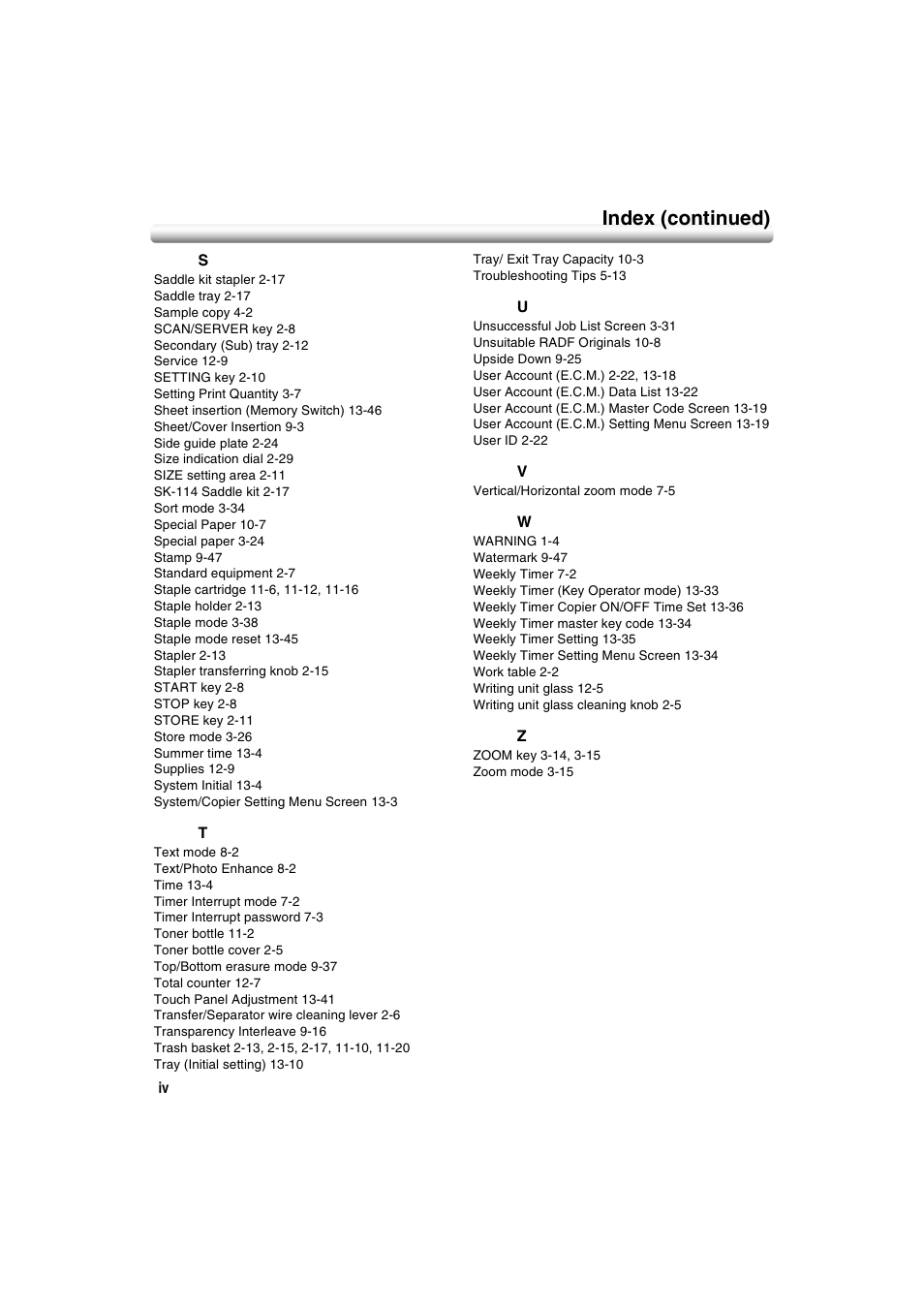 Index (continued) | Konica Minolta 7222 User Manual | Page 326 / 328