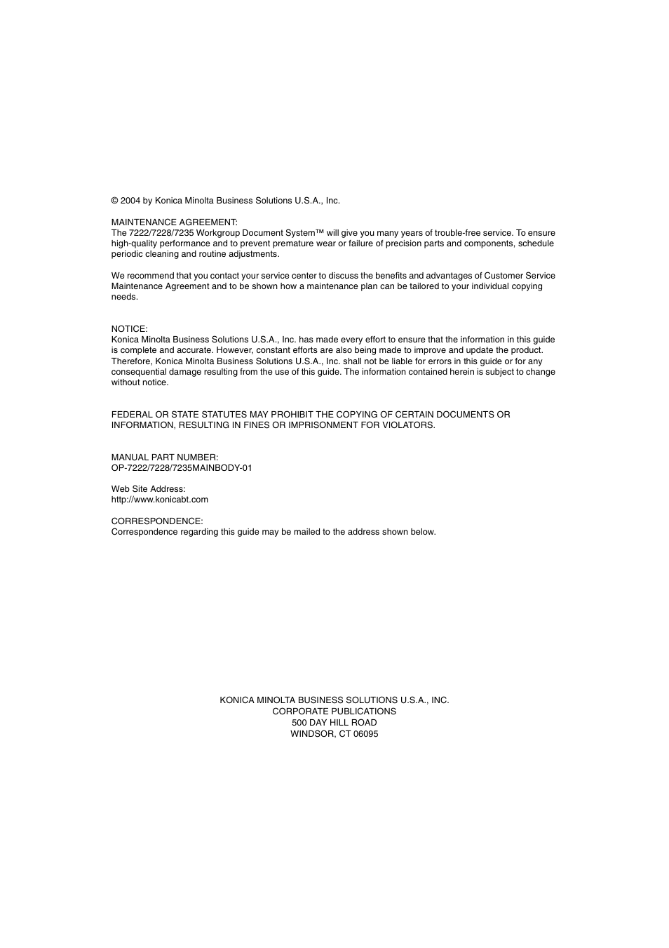 Konica Minolta 7222 User Manual | Page 4 / 328