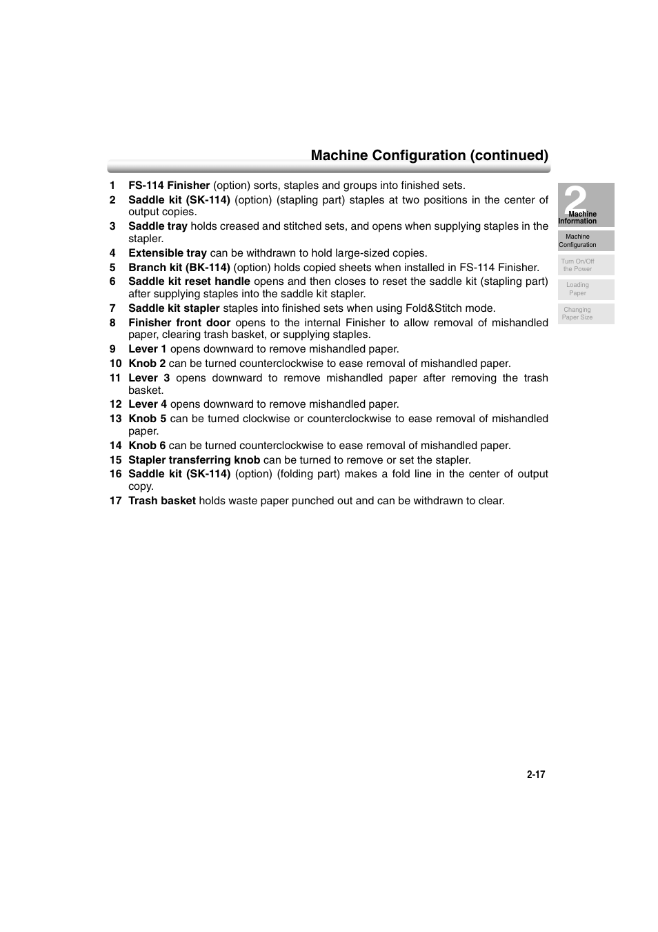Machine configuration (continued) | Konica Minolta 7222 User Manual | Page 49 / 328