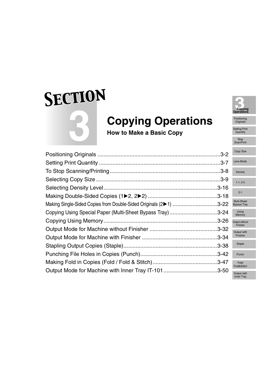 Section 3: copying operations | Konica Minolta 7222 User Manual | Page 63 / 328