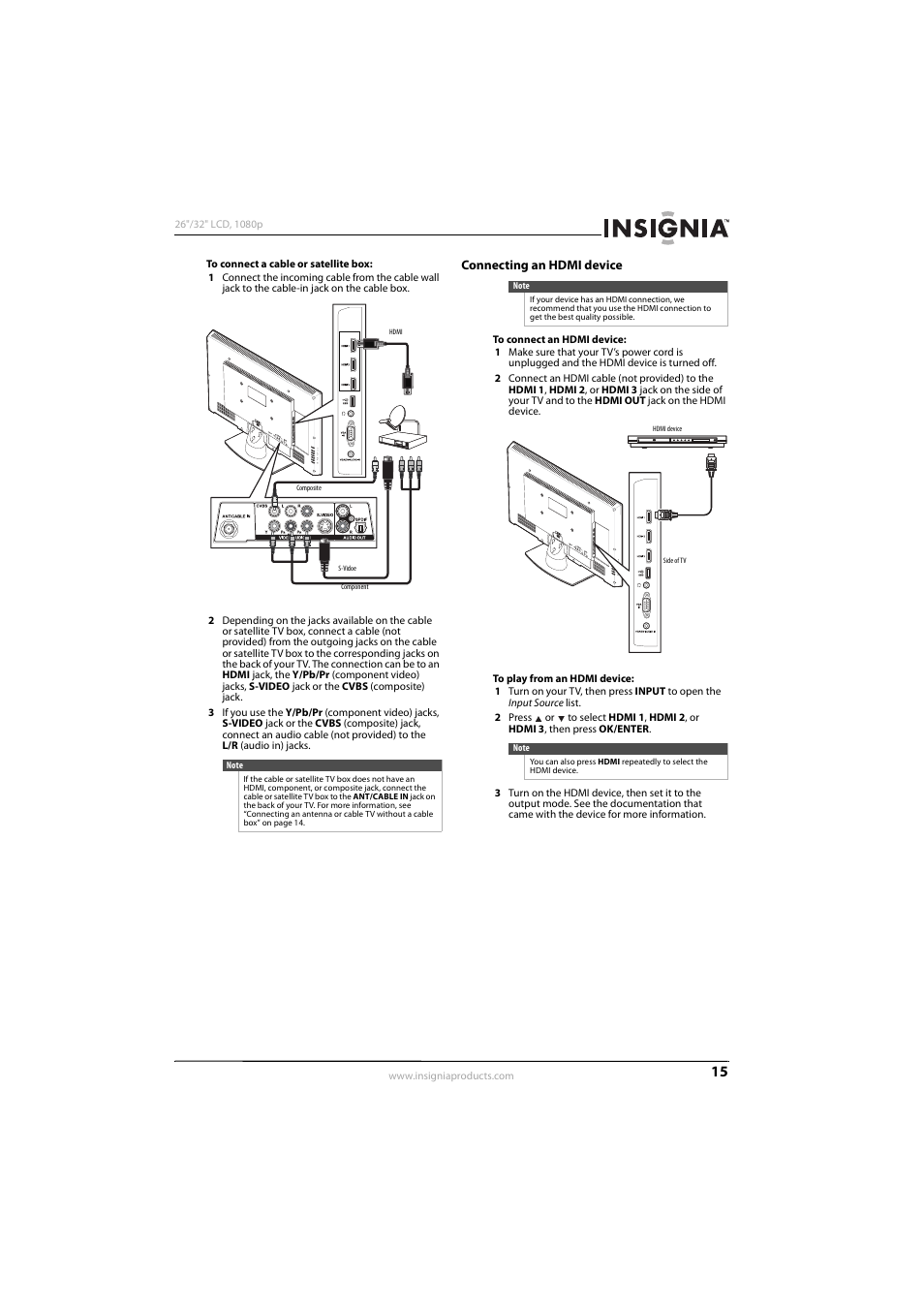 Connecting an hdmi device, See “connecting an hdmi device” o | Konica Minolta NS-32L450A11 User Manual | Page 19 / 68