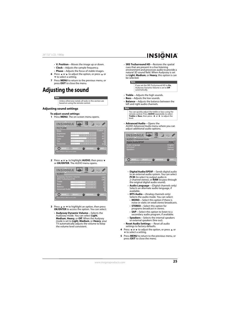 Adjusting the sound, Adjusting sound settings | Konica Minolta NS-32L450A11 User Manual | Page 29 / 68